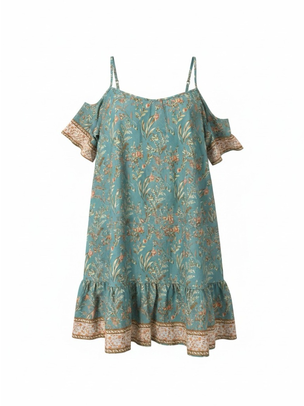 SHEIN Light Teal Floral Dress